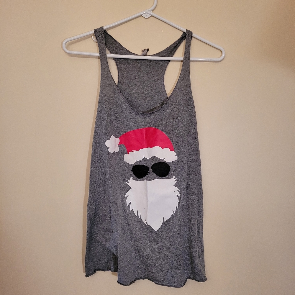 Santa Screen Printed Tank Top Yoga Athletic Running